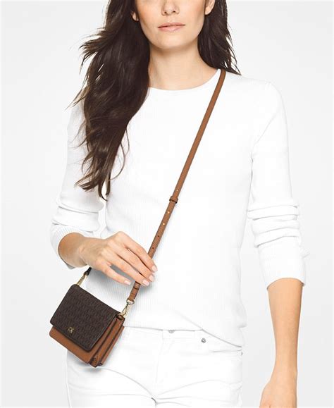 michael michael kors mott signature phone crossbody|Mott Large Leather Crossbody Bag .